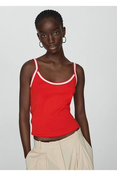 MANGO Woman Kombinierte trägerlose Strickbluse