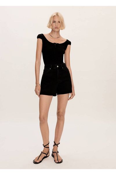 MANGO Woman High-waisted denim shorts