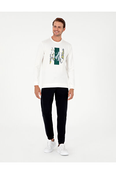 Pierre Cardin Ekru Regular Fit Bisiklet Yaka Sweatshirt 50290612-VR019