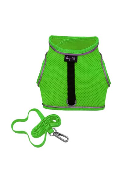Angoravi Double Locked Sporty Cat Dog Chest Collar Set 34-44 cm Large Green