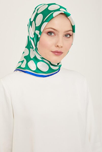Armine Green-white Polka Dot Pattern Sura Silk Scarf 9156-86