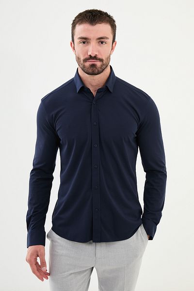 Mcr Straight Slim Fit Men's Shirt Navy Blue - 27023.24K