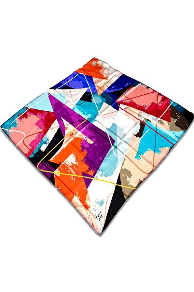 Levidor وشاح حريري تيفيل منقوش باللونين الأسود والبرتقالي 3574 - 32228