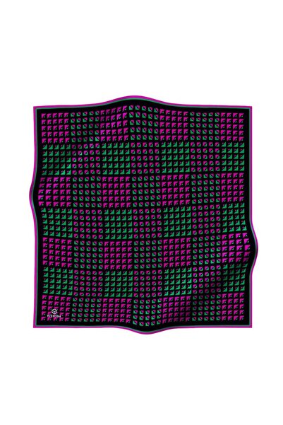Vissona Φούξια πράσινο μεταξωτό μαντήλι - Μικτό σχέδιο, Tivil 51809-0025-0035