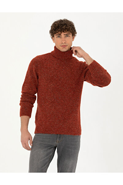 Pierre Cardin Kiremit Regular Fit Balıkçı Yaka Yün Karışımlı Triko Kazak 50278103-VR031