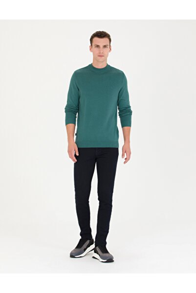Pierre Cardin Green Slim Fit Quarter Collar Basic Knitwear Sweater 50276158-Vr054
