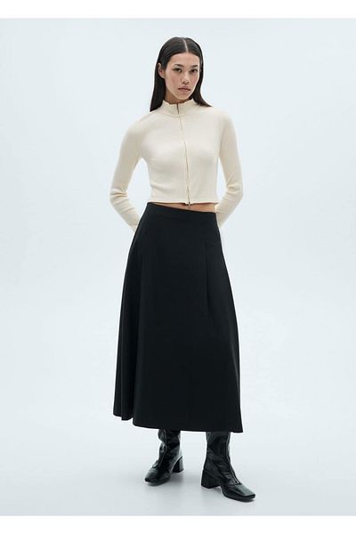 MANGO Woman Zippered High Collar Cardigan