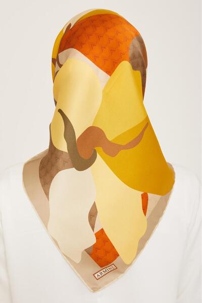 Armine Μαντήλι από μετάξι Tivil με σχέδιο μουσταρδί τουλίπα 9119 - 07