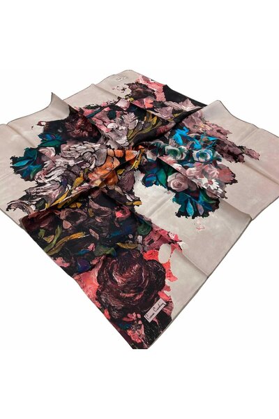 Pierre Cardin Μπεζ μεταξωτό μαντήλι με λουλούδια Tivil 7660438 - 931