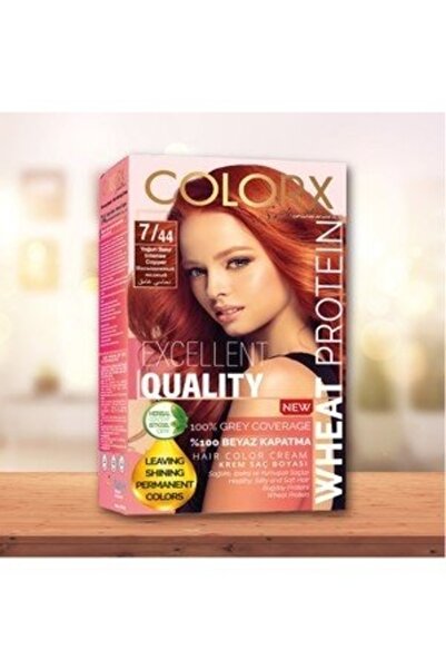 COLORX Saç Boyası Tek Set - 7.44 Yoğun Bakır