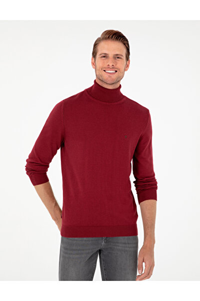 Pierre Cardin Vişne Slim Fit Balıkçı Yaka Basic Triko Kazak 50296602-VR223
