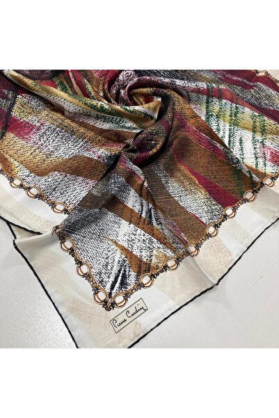 Pierre Cardin Krem Zebra Desen Tivil İpek Eşarp 6298438-915