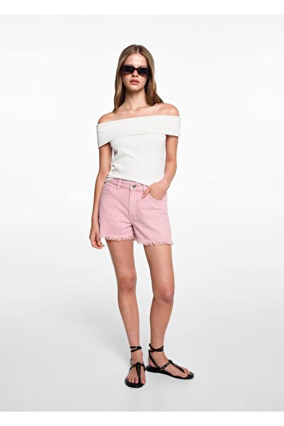 Mango Teen Bluză cu nervuri fără umeri