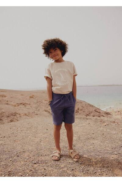 MANGO Kids Tkané bavlněné bermudy