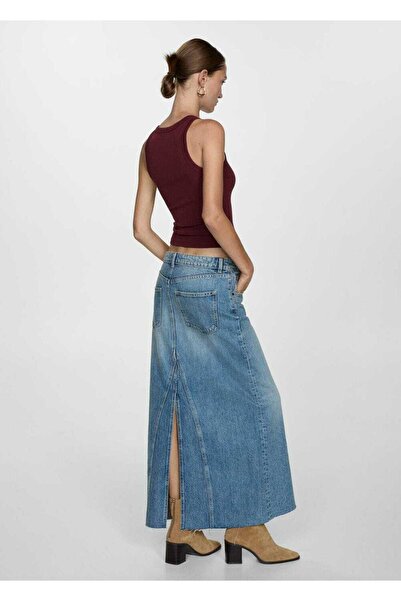 MANGO Woman Βαμβακερή μπλούζα από καουτσούκ