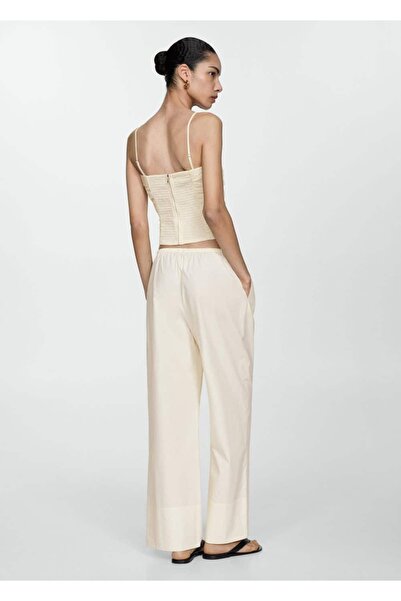 MANGO Woman Pamuklu Wideleg pantolon