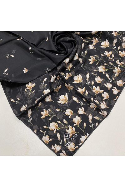 Vissona Μεταξωτό κασκόλ Tivil Μαύρο Floral Pattern 51776-01