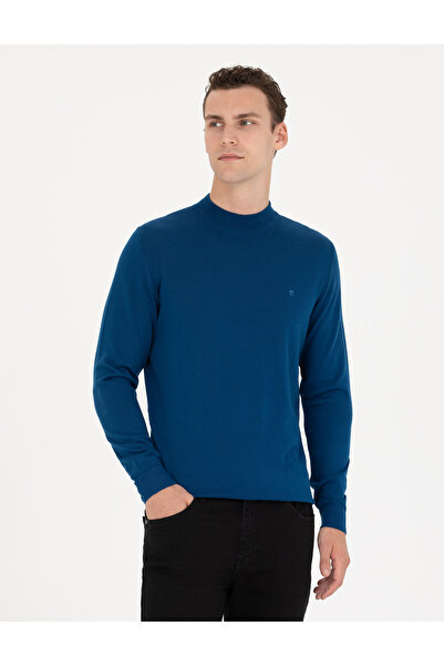 Pierre Cardin İndigo Regular Fit Çeyrek Yaka Yün Karışımlı Basic Triko Kazak 50270049-VR106