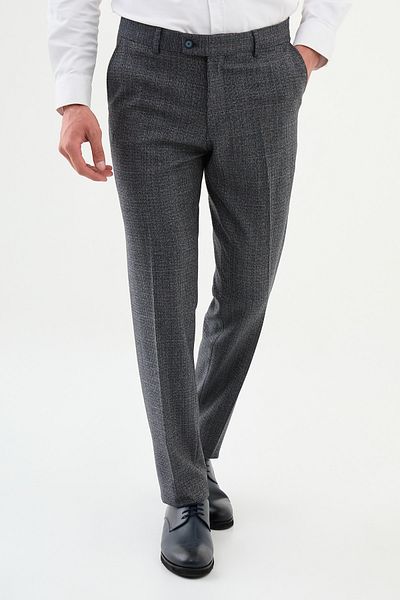 Mcr Plaid Slim Fit Classic Men's Trousers Navy Blue - 38285.24K