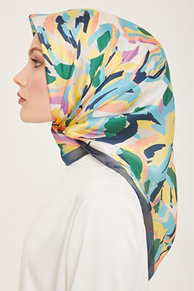 Armine Κίτρινο - Μεταξωτό Φουλάρι Τιβιλ με Μικτό Σχέδιο Σομόν 9140 - 84