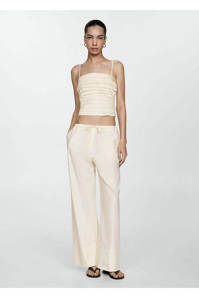 MANGO Woman Cotton Wideleg Pants
