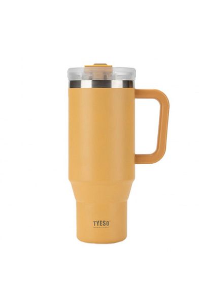 Tyeso Yellow Qq Thermos - Leak Proof, with Straw, Double Wall, Vacuum 1200ml