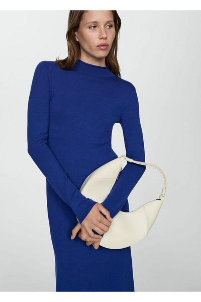 MANGO Woman Perkins Strickkleid mit Kragen