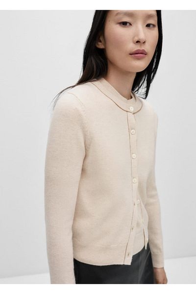 MANGO Woman Decorative Stitched Wool Cardigan