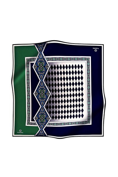 Vissona Μεταξωτό μαντήλι Tivil Navy Blue Green 51334 - 0036 - 0032