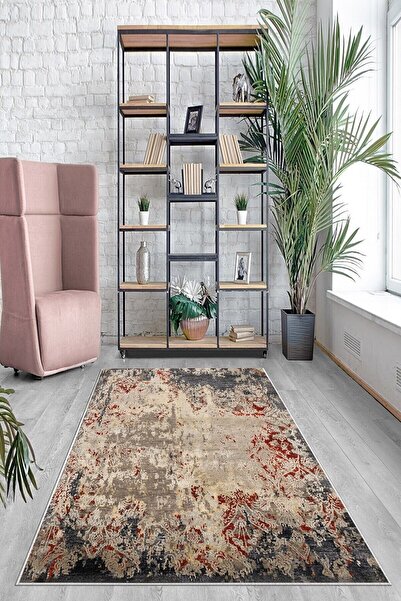 Pelangi Gri Batik Desen Renk Geçişli Yıkanabilir Kaymaz Taban Leke Tutmaz Mod...