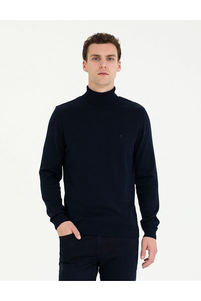 Pierre Cardin Πλεκτό πουλόβερ με ζιβάγκο Slim Fit Navy Blue - 50276162-vr033
