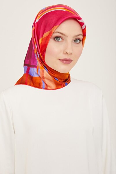 Armine Eșarfă din mătase Tivil cu model mixt portocaliu 9147 - 50