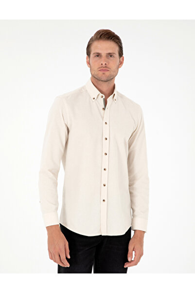 Pierre Cardin Bej Slim Fit Uzun Kollu Gömlek 50293756-VR011