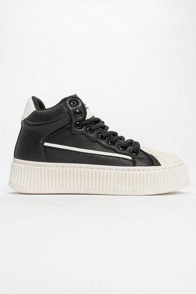 Ccway Lace-up Women's Sneakers - Black White