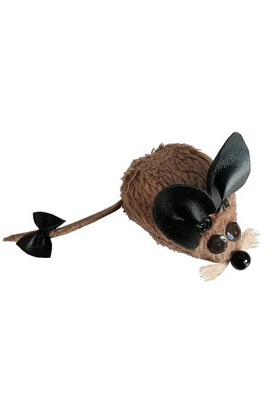 colezium Cat Toy Mustache Plush Mouse 4.5 X 6-15 cm Tan