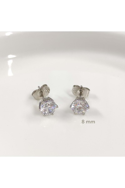Güler Yüzlü Silver XUPING 8 MM Single Stone Stud Earrings