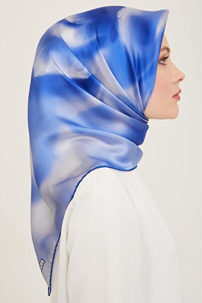 Armine Γκρι - Μπλε Μεταβαλλόμενο Μοτίβο Λουλουδιών Μεταξωτό Φουλάρι Tivil 9124 - 84