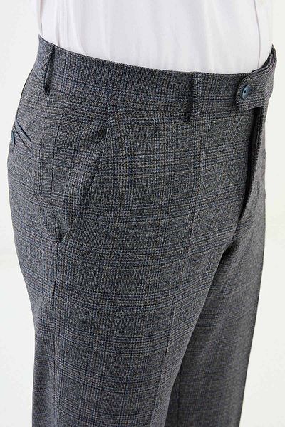 Mcr Plaid Slim Fit Classic Men's Trousers Navy Blue - 38285.24K