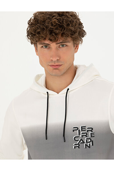 Pierre Cardin Ekru 2 İplik Regular Fit Kapüşonlu Sweatshirt 50272827-VR019