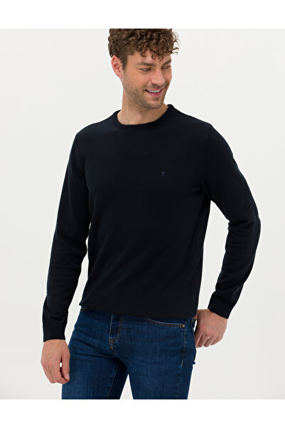 Pierre Cardin Tamnoplavi Slim fit okrugla kragna Osnovni Pleteni džemper 5027...