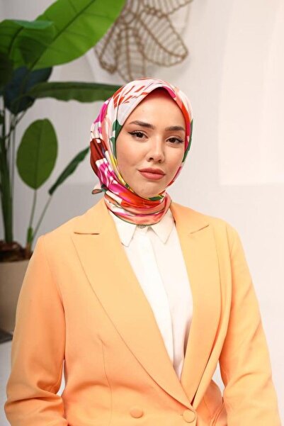 Silk Home Μεταξωτό μαντήλι με μοτίβο σκούρο πράσινο φύλλο 11406-47