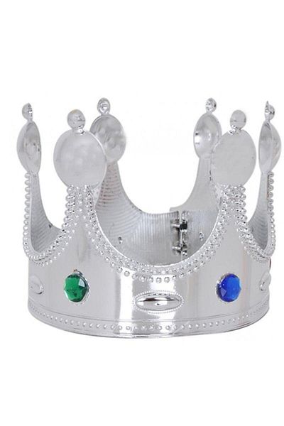 Salkım Party 55 cm Adult Silver Colored Plastic King Crown