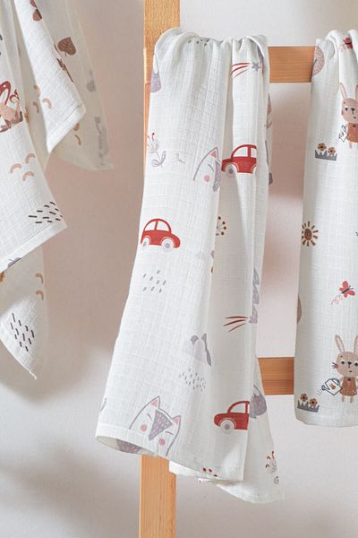 Kanz Bunny 3-Piece Muslin Baby Blanket Set - Multi-Purpose