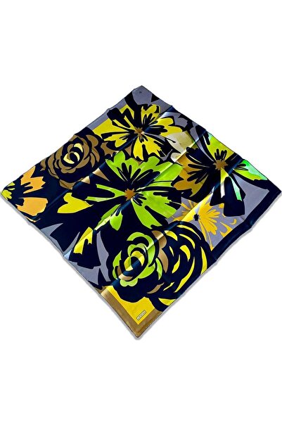 Armine Μαύρο και κίτρινο μεικτό σχέδιο Μεταξωτό μαντήλι Tivil 9170 - 33