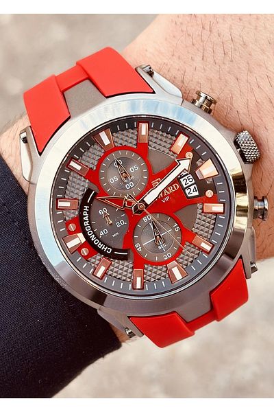 Reward Red Color Silicone Sport Men Wristwatch with Lanyard Function