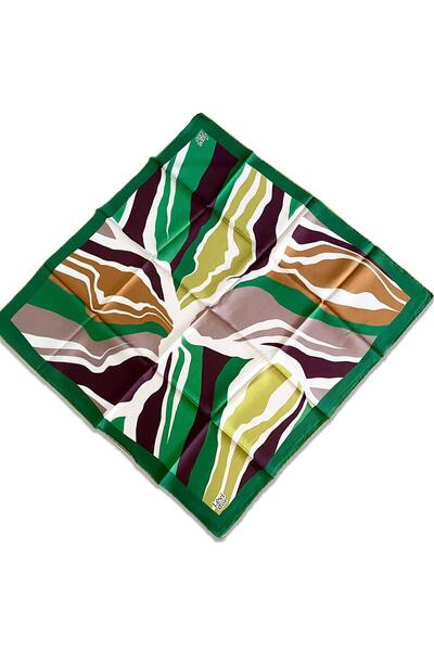 Levidor Eșarfă de mătase Tivil 35042 verde cu model mixt