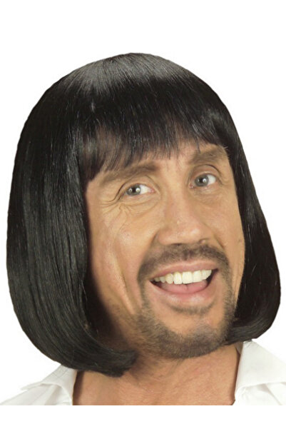 CT STONES Perucă medievală scurtă pentru bărbați de culoare neagră