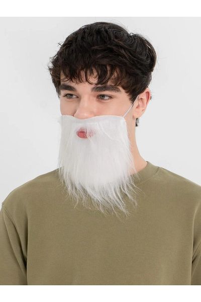 HİMARRY White False Beard with White Crushed Back Elastics Compatible with Adults and Children