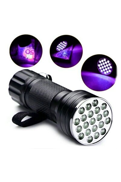 harry Uv Işınlı 21 Led Hayvan Dışkı Bakteri Para Kontrol Ultraviyole mor Işıklı Metal El Feneri
