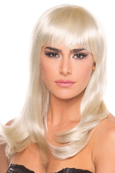 CEKAVE Platinum Gold Gold Color Long Straight Party Wig